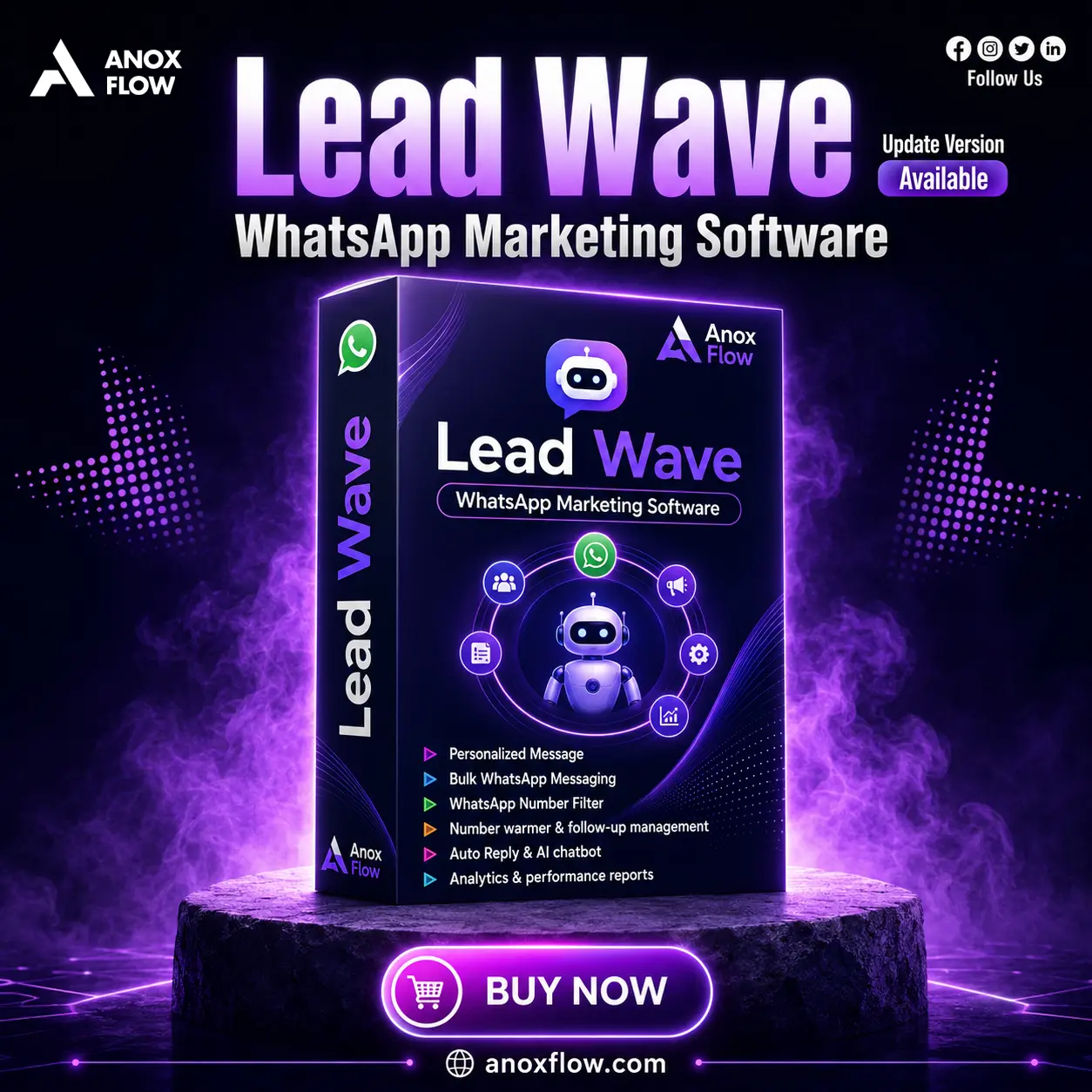 LeadWave v5.0.0 WhatsApp Marketing Tools dashboard preview